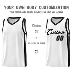 Custom White Black Classic Tops Basketball Jersey
