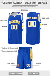 Custom Royal White-Yellow Classic Sets Sports Uniform Basketball Jersey