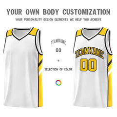 Custom White Yellow-Black Classic Sets Sports Uniform Basketball Jersey