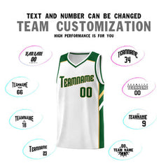 Custom White Green-Old Gold Classic Sets Sports Uniform Basketball Jersey