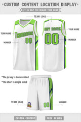 Custom White Neon Green-Navy Classic Sets Sports Uniform Basketball Jersey