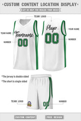 Custom White Green Classic Sets Sports Uniform Basketball Jersey