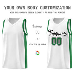Custom White Green Classic Sets Sports Uniform Basketball Jersey