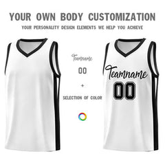 Custom White Black Classic Tops Mesh Sport Basketball Jersey
