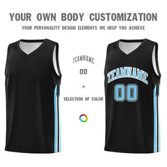 Custom Black Light Blue Classic Tops Athletic Casual Basketball Jersey