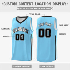 Custom Light Blue Classic Tops Athletic Casual Basketball Jersey