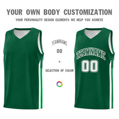 Custom Green White Classic Tops Athletic Casual Basketball Jersey