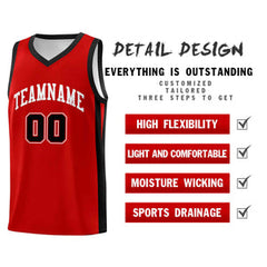 Custom Red White Classic Tops Mesh Sport Basketball Jersey