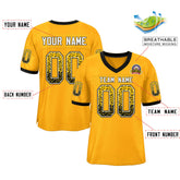 Custom Gold Black-White Drift Fashion Mesh Authentic Football Jersey