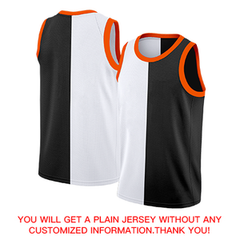 Custom Black White-Orange Split Fashion Tops Basketball Jersey
