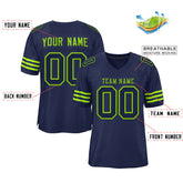 Custom Navy Blue Neon Green-Navy Classic Style Mesh Authentic Football Jersey