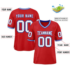 Custom Red White-Royal Classic Style Authentic Football Jersey