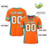 Custom Orange Aqua Insert Color Design Mesh Authentic Football Jersey