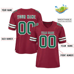 Custom Burgundy Kelly Green-White Classic Style Authentic Football Jersey