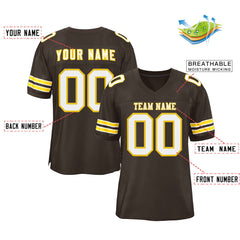 Custom Brown White-Gold Classic Style Authentic Football Jersey