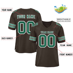 Custom Brown Kelly Green-White Classic Style Authentic Football Jersey
