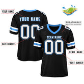 Custom Black White-Powder Blue Classic Style Mesh Authentic Football Jersey