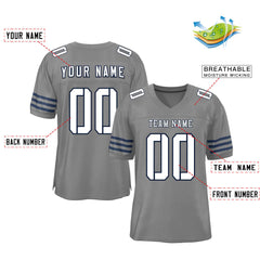 Custom Gray White-Navy Classic Style Mesh Authentic Football Jersey