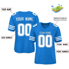 Custom Panther Blue White Classic Style Mesh Authentic Football Jersey