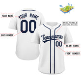 Custom White Navy Classic Style Authentic Baseball Jersey