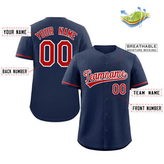 Custom Navy Red-White Solider Classic Style Authentic Baseball Jersey