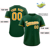 Custom Green White-Gold Solider Classic Style Authentic Baseball Jersey