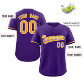 Custom Purple Yellow-White Classic Style Authentic Baseball Jersey