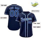 Custom Navy Royal-Gray Classic Style Authentic Baseball Jersey