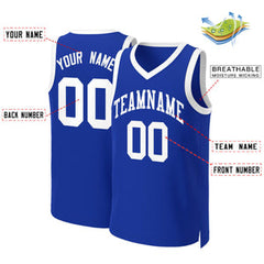 Custom Royal White Classic Tops Basketball Jersey
