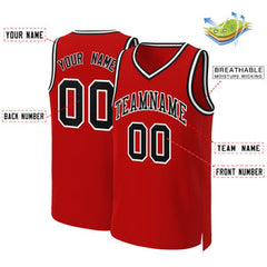 Custom Red Black-White Classic Tops Basketball Jersey