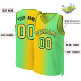 Custom Yellow Neon Green-Black Gradient Fashion Tops Basketball Jersey