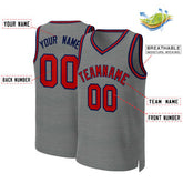 Custom Dark Gray Red-Navy Classic Tops Basketball Jersey