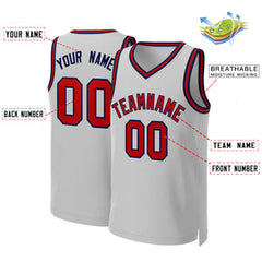 Custom Gray Red-Navy Classic Tops Basketball Jersey