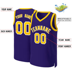 Custom Purple Gold-White Classic Tops Basketball Jersey