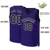 Custom Purple Black-White Classic Tops Basketball Jersey