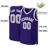 Custom Purple Gray-White Classic Tops Basketball Jersey