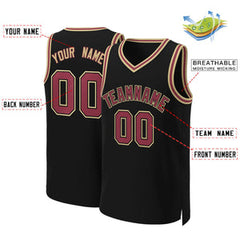 Custom Black Maroon-Black Classic Tops Basketball Jersey