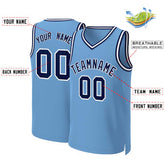 Custom Light Blue Navy-White Classic Tops Basketball Jersey