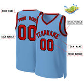 Custom Light Blue Red-Black Classic Tops Basketball Jersey
