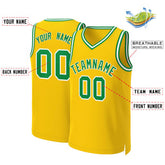 Custom Yellow Kelly Green-White Classic Tops Basketball Jersey