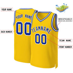 Custom Yellow Royal-White Classic Tops Basketball Jersey