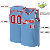 Custom Light Blue Red-White Classic Tops Basketball Jersey