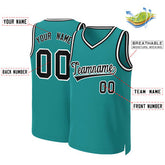 Custom Teal Black-White Classic Tops Basketball Jersey