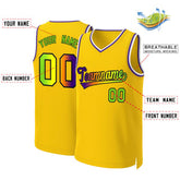Custom Yellow Purple-Black Classic Gradient Fashion Tops Basketball Jersey