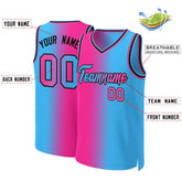 Custom Pink Blue-Black Gradient Fashion Tops Basketball Jersey