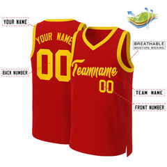 Custom Red Yellow Classic Tops Basketball Jersey