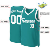 Custom Teal White Classic Tops Basketball Jersey