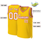 Custom Yellow White-Red Classic Tops Basketball Jersey