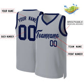 Custom Gray Navy Classic Tops Basketball Jersey