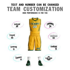 Custom Gold Green-White Graffiti Pattern Sets Claw Element Basketball Jersey